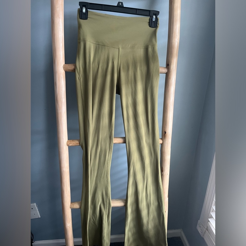 Lululemon groove super high rise flared pants nulu* color is bronze green.